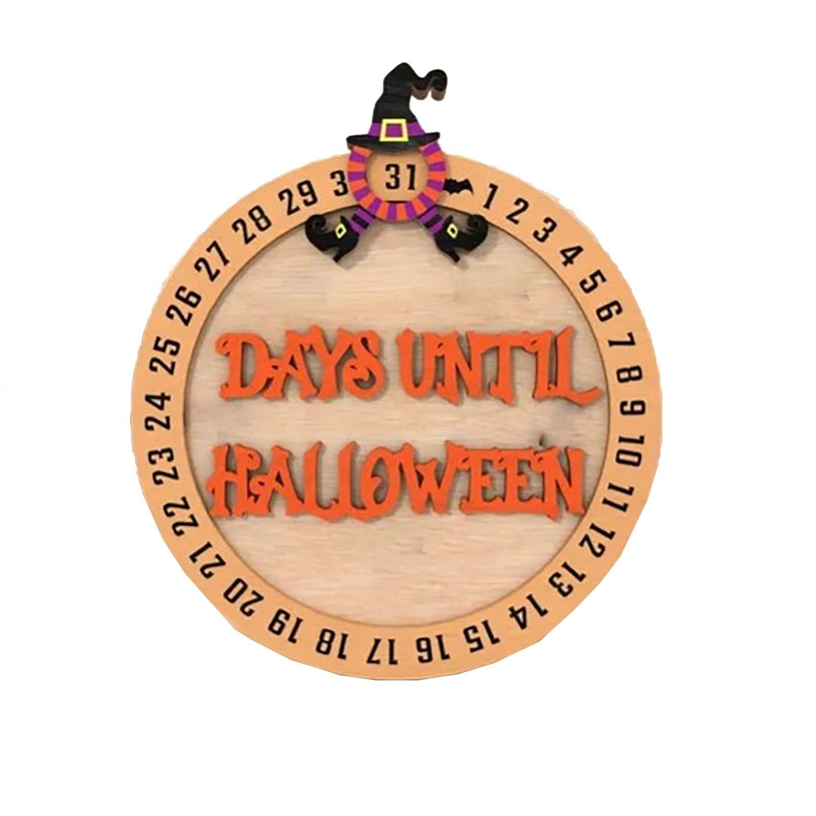 

Halloween Countdown Desktop Three-dimensional Display Table For Holiday Decoration, Rotatable Calendar Wooden Piece One Size