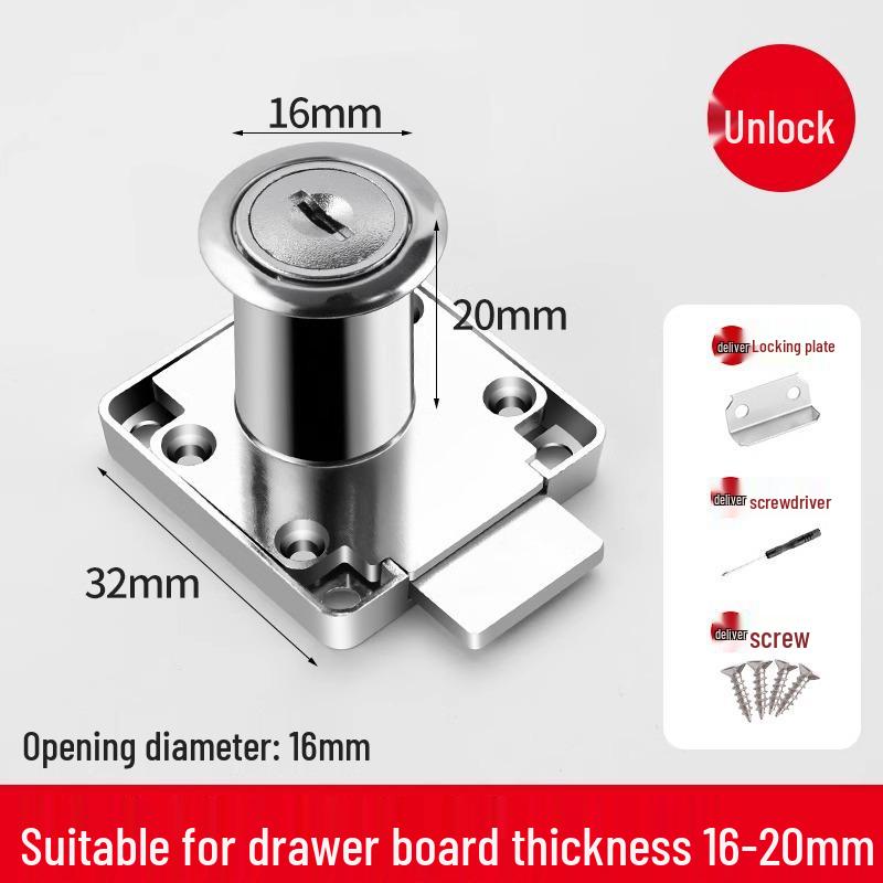 

No-Drill Concealed Cabinet and Drawer Lock for Home or Office Desks