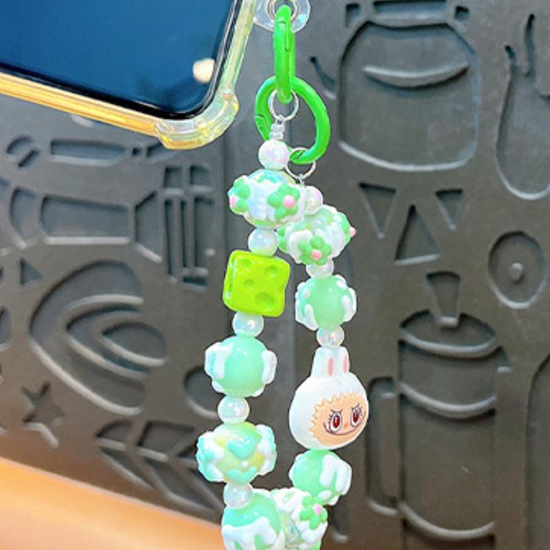 1Pc Backpack Accessories Labubu Phone Pendant Anime Beaded Phone Case Chain Keychain Camera Decoration Gift