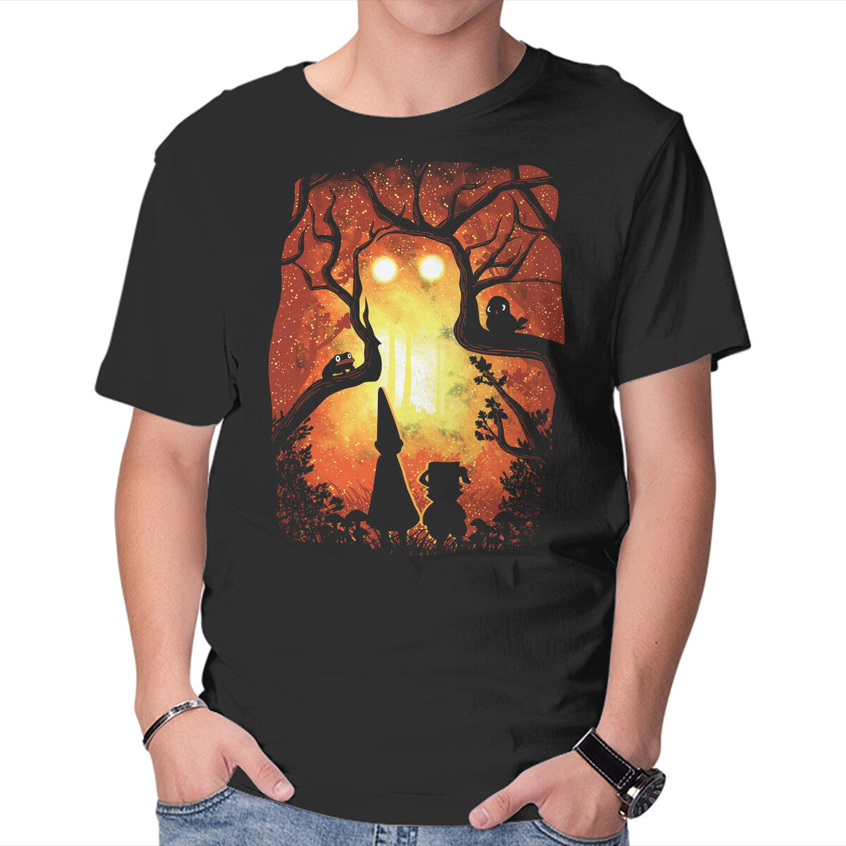 Unisex Crew Neck T-Shirt Enchanted Forest Graphic Short Sleeve Casual Tee M