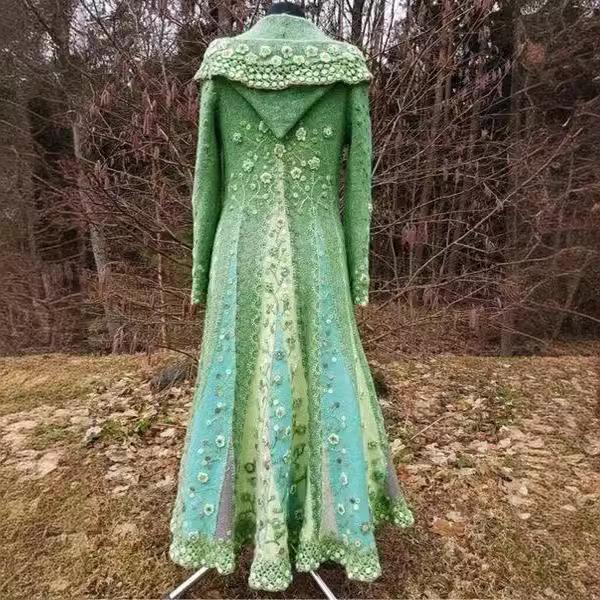 Winter 2026 Women's Long Sleeve V-neck Dress with Large Hem - Fresh & Sweet Style