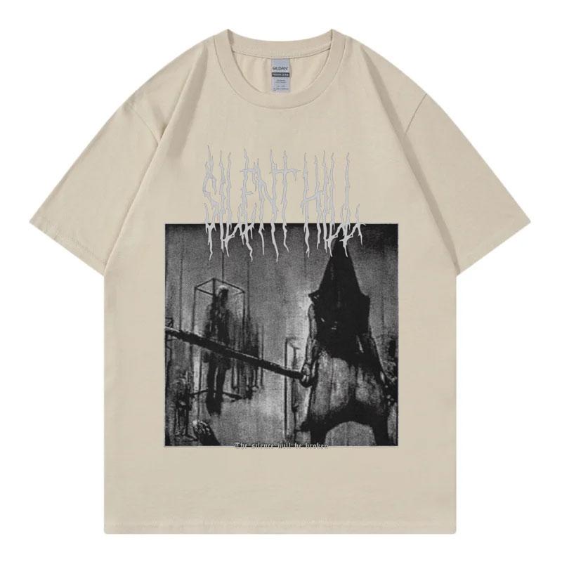 Silent Hill 2 Game Graphic T Shirts Men Women Gothic Vintage Short Sleeve Tshirt High Quality Fashion Oversized Cotton Tshirts