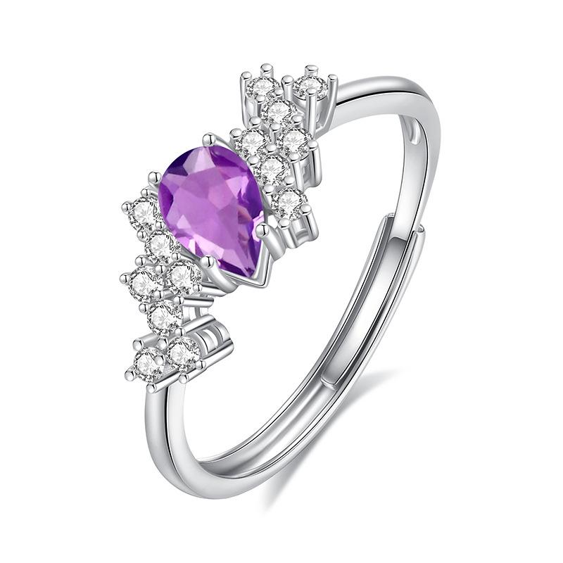 S925 sterling silver natural topaz garnet amethyst peridot star colored treasure ring women s fashion jewelry gift Adjustable opening