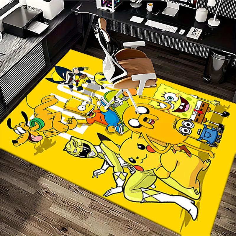 1pc SpongeBob SquarePants Pikachu Adventure Time Chair Mat Non-Slip Carpet for Office Home Decoration Living Room Bedroom Game Room Dormitory Gift All