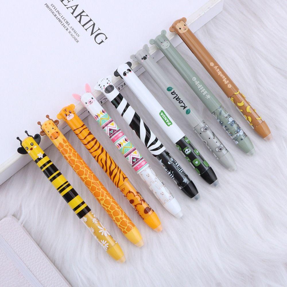 Multifunctional Erasable Ballpoint Pen Animal Design Quick-drying Neutral Pen Double Ink Color Signature Pens Student Test