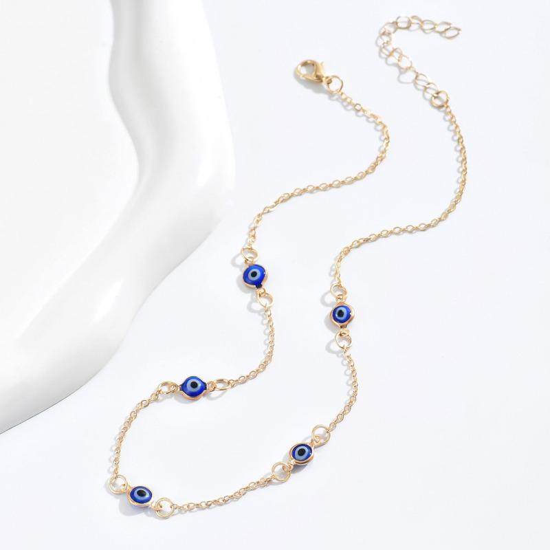 Women Minimalist Blue Evil Eye Chain Necklace Fashion Versatile Jewelry