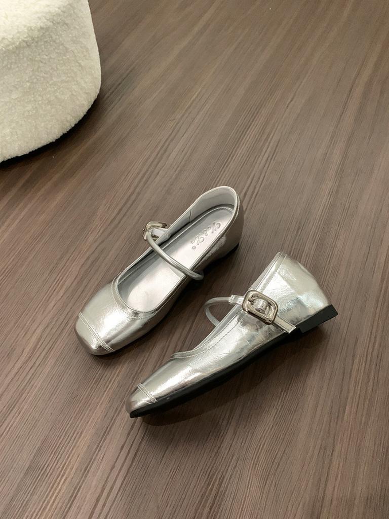 Inner height-increasing silver niche single shoes women's summer new Korean version of French fairy style thick-soled heightening bag head half slipp
