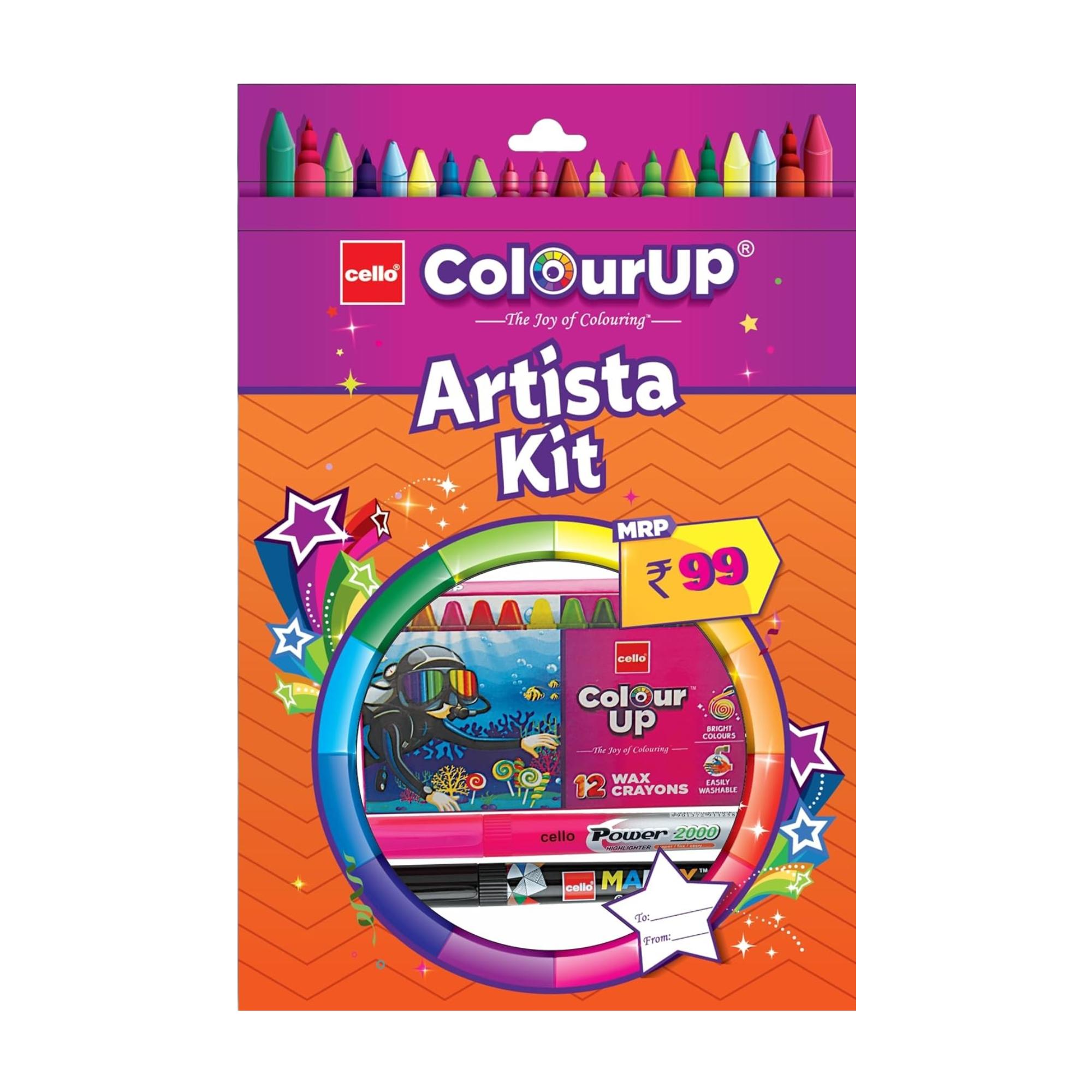 

Cello ColourUp Celebration Kit Art Set With Crayons Markers Pens And Activity Book For Kids Creative Coloring And Gifting