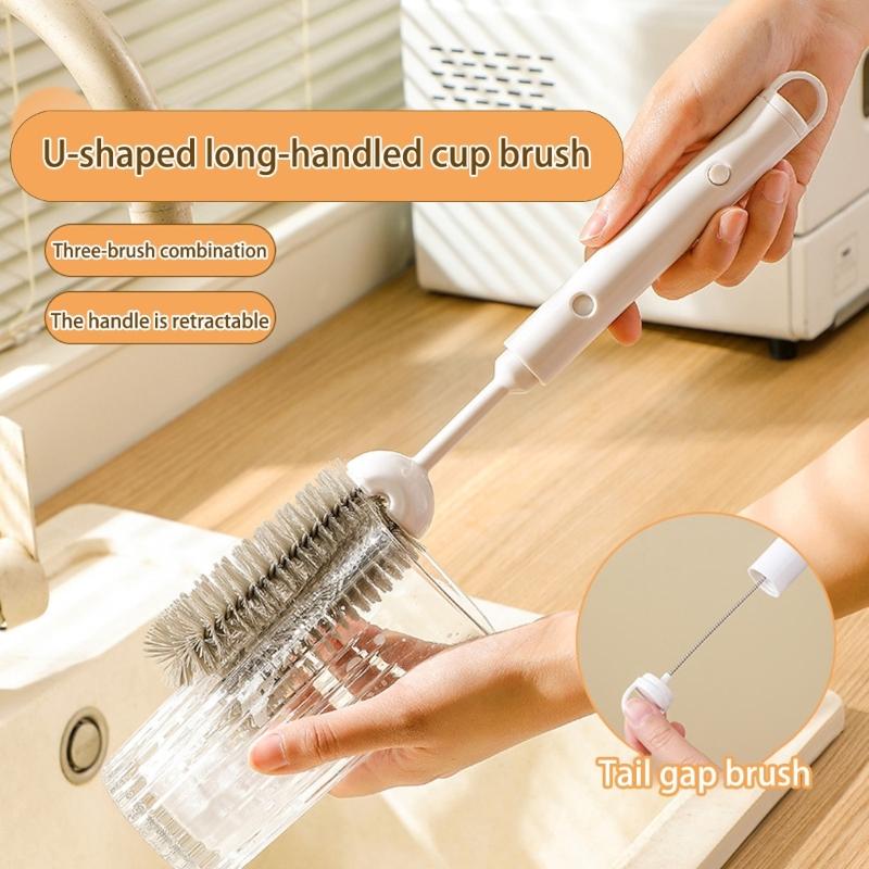 Extra Long Dish Brush For Hard To Reach Area Flexible U Head Cups Water Bottles Baby Utensils Coffee Mugs Cleaner