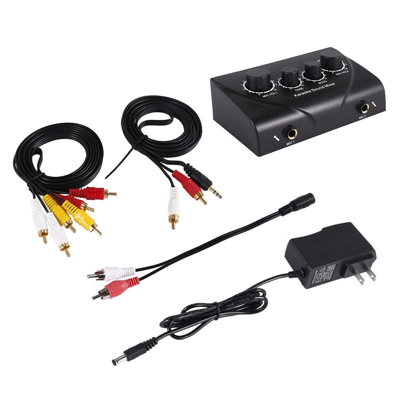 New Arrival Portable Dual Mic Inputs Audio Sound Mixer For Amplifier & Microphone Karaoke Ok Mixer