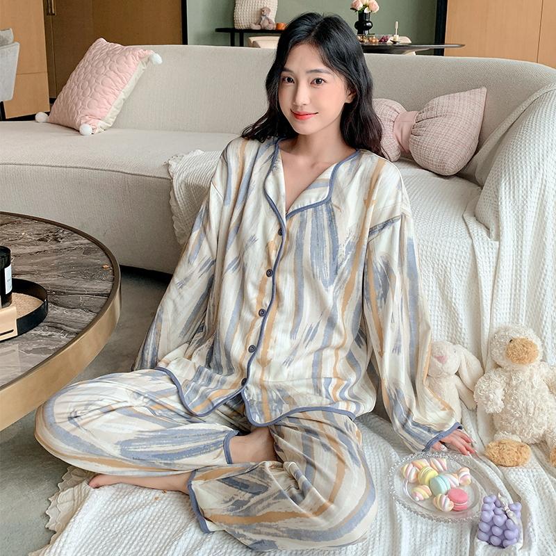 Light Purple Casual Women Pajama Cute Sleepwear Autumn Winter Long Sleeve Long Pants Soft Pyjamas Cozy Pijamas Girl Pijama Comfy