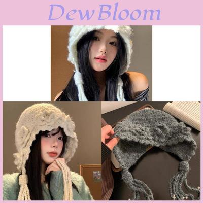 Handmade Knit Hat For Women With Pearl Tassels And Wide Brim For Autumn Winter Fashion