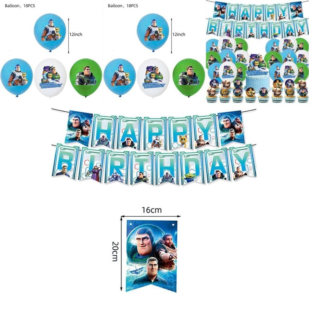 Buzz Lightyear Toy Story Birthday Party Decoration Set With Balloons Banner And Cake Toppers