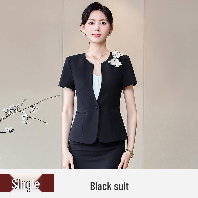 2025 Stylish Professional Suit: Spring/Summer Short Sleeve Workwear for Jewelry Store, Hotel Reception, and Administrative Roles