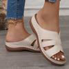 Women's Casual Wedge Slippers Summer 2025 Lightweight Non Slip Beach Sandals Woman PU Leather Woven Platform Slippers Plus Size