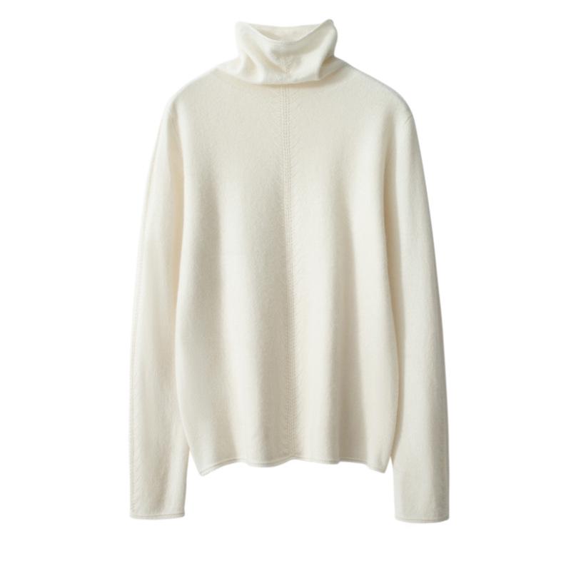 Women's High Neck Cashmere Sweater - Stylish Wheat Ear Knit for Autumn/Winter.