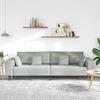 Sofa Light Grey 250 X 77 X 76 Cm Velvet