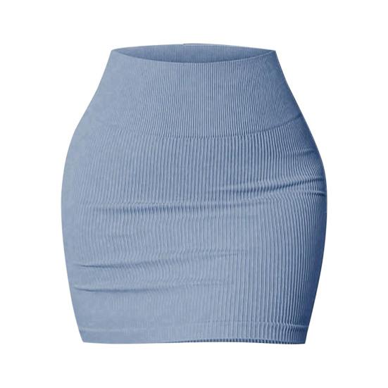 Women Mini Skirt Elastic High Waist Solid Color Short Skirt Hip-Hugging Bodycon Skirt Soft Breathable