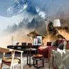 Custom 3D Wallpaper Modern HD Starry Sky Planet Wolves Animal Murals Abstract Art Living Room Bedroom Background Wall Paintings