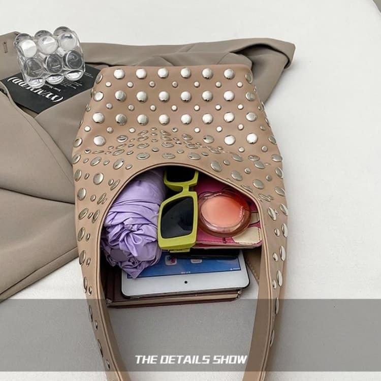 Metal Rivet Tote Bag Women's Shoulder Underarm Bag