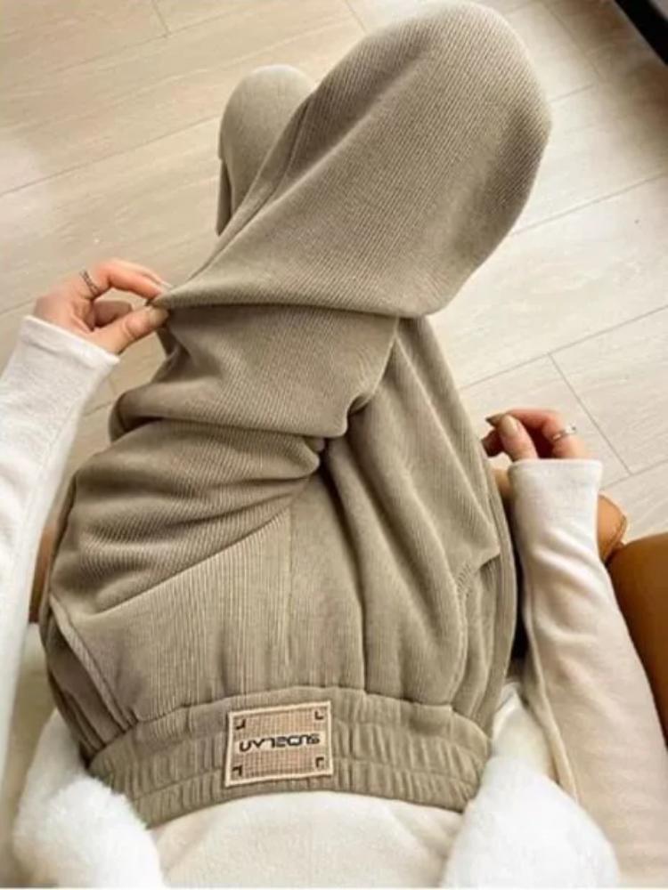 Pantaloni calduri din lână de miel îngroșați de iarnă pentru femei, ocazional, elastic, cu talie înaltă, pantaloni vintage cu picioare largi, design nou, pantaloni largi, chic, pentru exterior