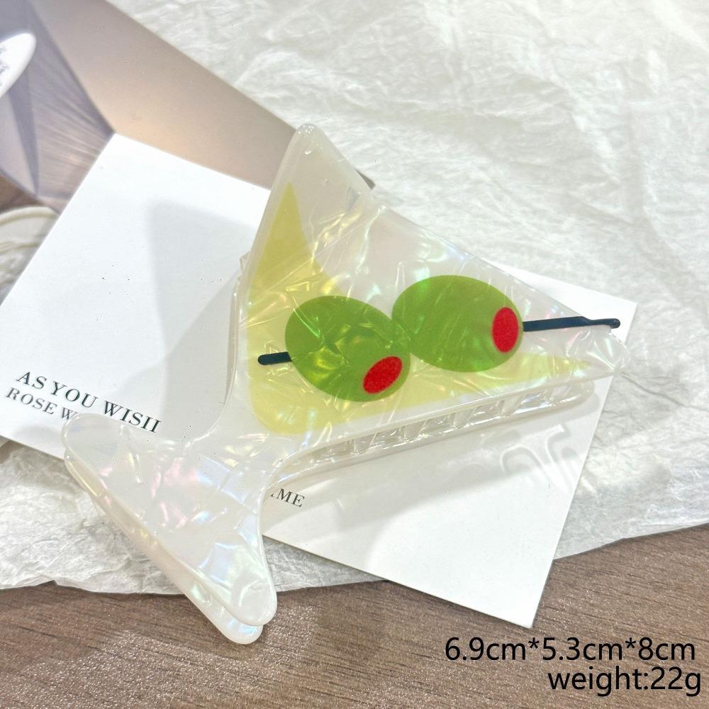 Cocktail Theme Hair Claw Large Shark Clip Casual Grasping Clip Women Hair Accessories