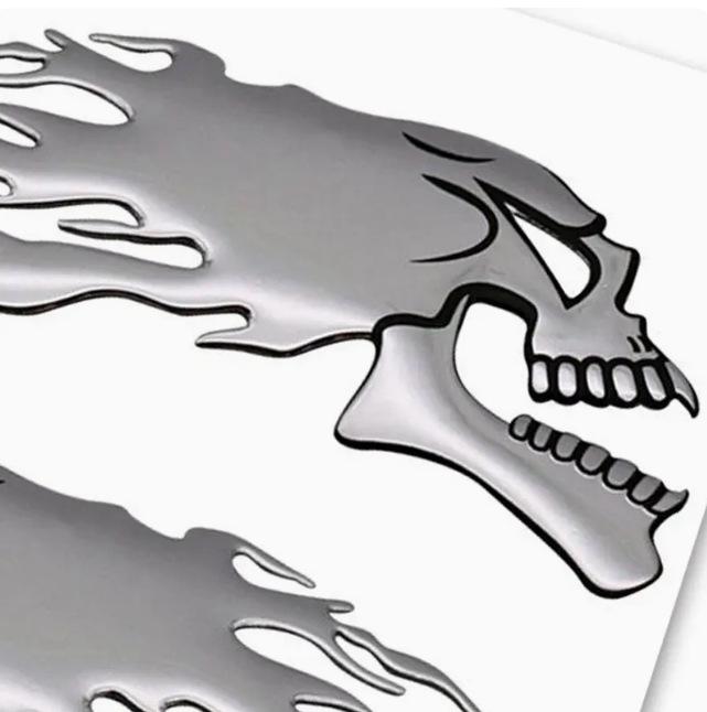 3D Skull Flame Soft Rubber Decal for Cars, Motorcycles, and Electric Vehicles