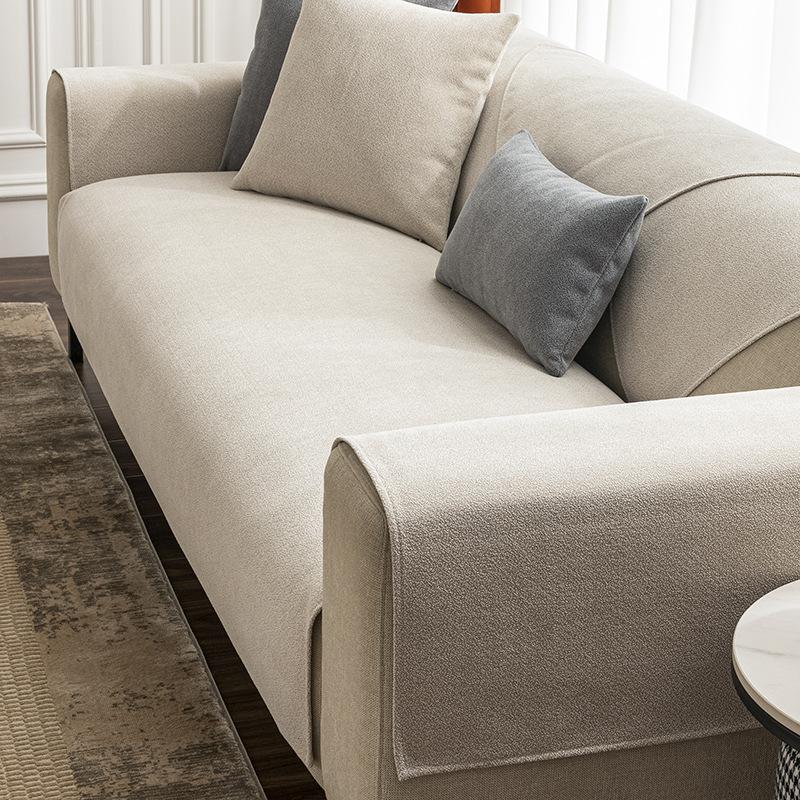 Light Luxury High-Grade Sofa Seat Cushion Four Seasons Universal Towel Cotton Fabrics Linen Cover Solid Color Full Covered Cover Summer Non-Slip