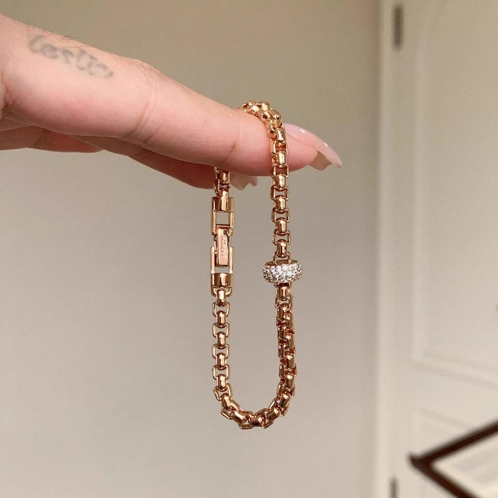 Minimally high-quality hollow out chains sparkling diamonds ring bracelet exquisite minimalist bracelets hip-hop style jewelry