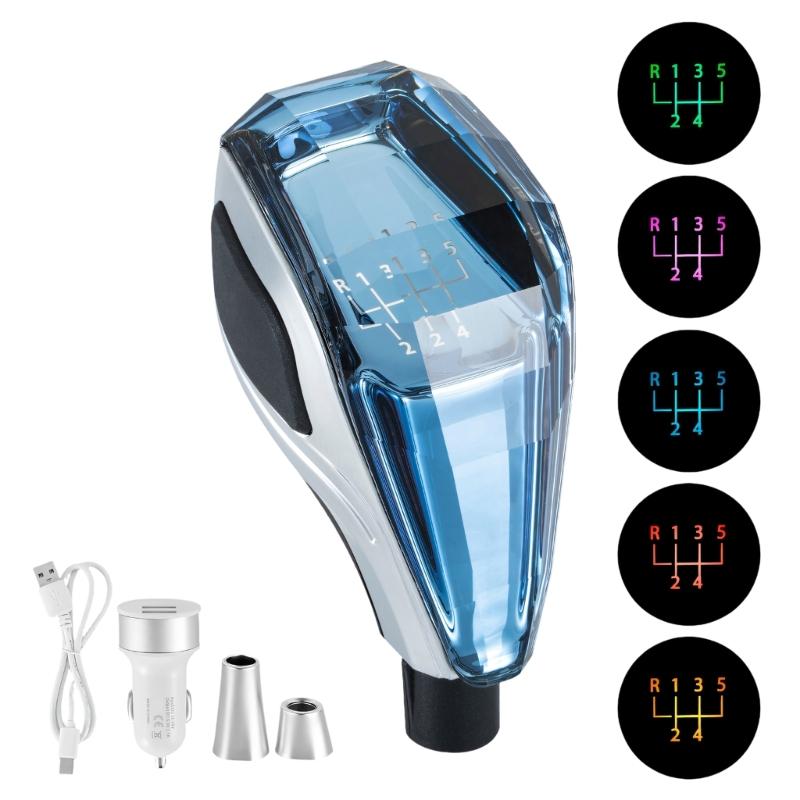 Multicolor Dynamic Light Effect Gear Shifter Knob Make Of PC Material For Cars Easy Installation Ergonomic Shifter Knob