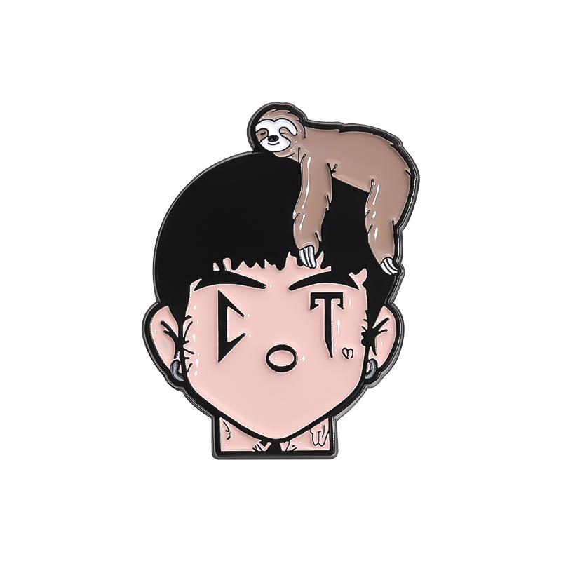 

Boy And Sloth Metal Decoration Hat Pins Retro Cute Animals Brooches Enamel Painted Pin Clothing Accessories