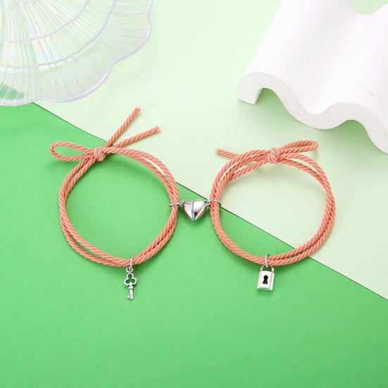 1 Pair Couple Bracelet Heart Magnet Attract Magnetic Decorative All-match Adjustable Jewelry Gift Rubber