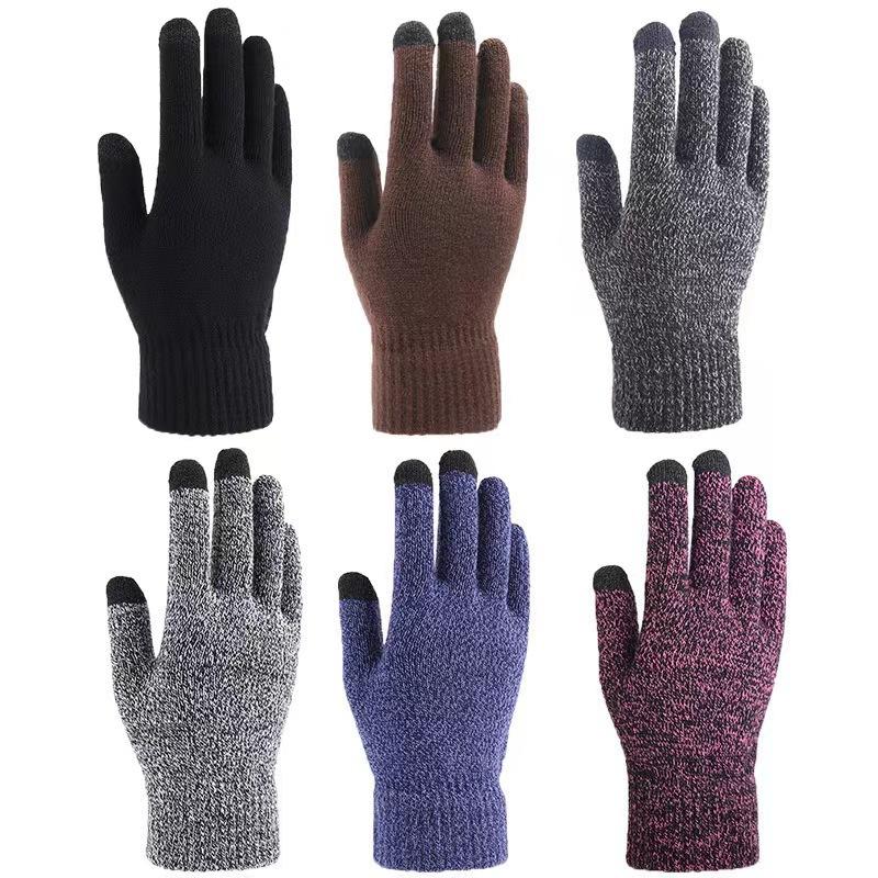 Touch screen knitted thermal gloves, enlarged velvet, non-slip and cold-proof