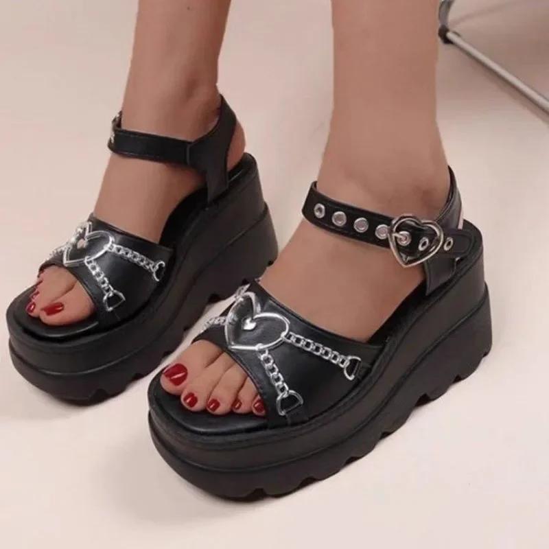 Sandals for Women Fashion Outdoor Casual Sandals Punk Style Gothic Sandals for Women Wedges Platform Sandal Sandalias De Mujer