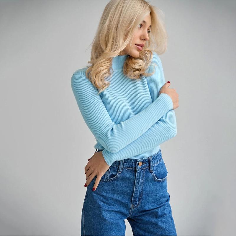 Solid Color Half Turtleneck Sweater Autumn and Winter Women's 24 Colors Slim Fit Knitted Bottoming Shirt