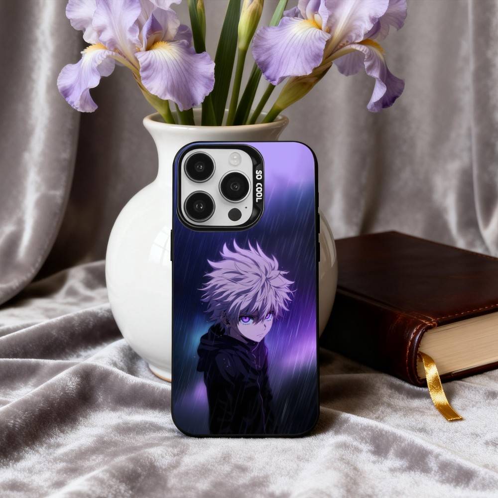 K-Killua Z-Zoldyck H-Hunter X Hunter Phone Case For iPhone17,16,15,14,13,12,11 Plus,Pro Max Black Candy silver phone case