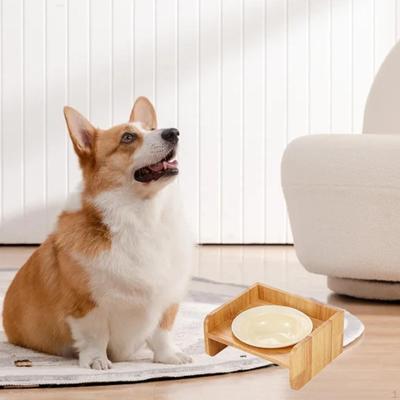 Cat Bowl Feeding Wood Bracket Anti Slip Sturdy Removable Vomiting Portable Dog for