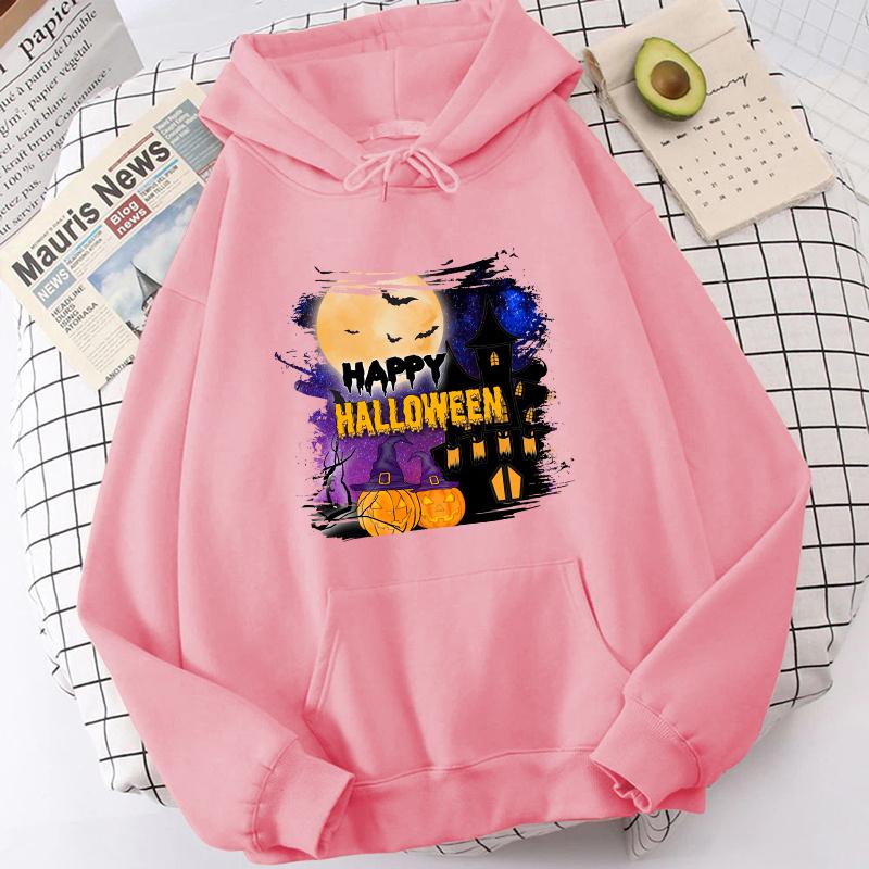 (High Quality Hoodies)Fashion Autumn And Winter Happy Halloween Print Hoodie Sweater Unisex And Women Pullover Casual Top