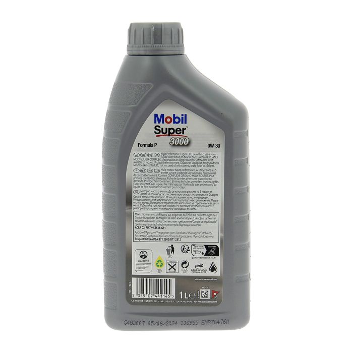 Huile Moteur 0W-30 Synthétique - MOBIL - Super 3000 - Formula-P -bidon 1L - Haute Performance