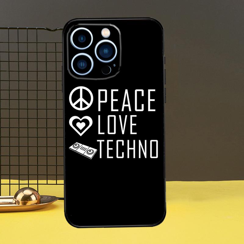 Love Techno Music Quotes Phone Case For iPhone 13 12 14 11 16 15 Pro Max Plus Mini 7 8 X XR XS Max Cover
