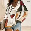 Plus Size Women V Neck Long Sleeve Button Accent Loose Casual Comfortable Stylish Daily Ladies Top