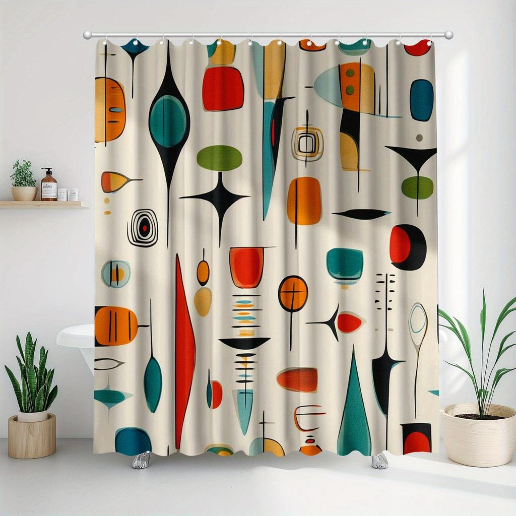 Abstract Art Digital Print Shower Curtain - Home Decor, 70.9x70.9 Inches, Hotel & Household Bathroom Decor