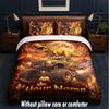 Monster Truck Theme Custom Text Or Name 3Pcs Bedding Set,1 Flat Sheet & 2 Pillowcases Personalized Home Bedding