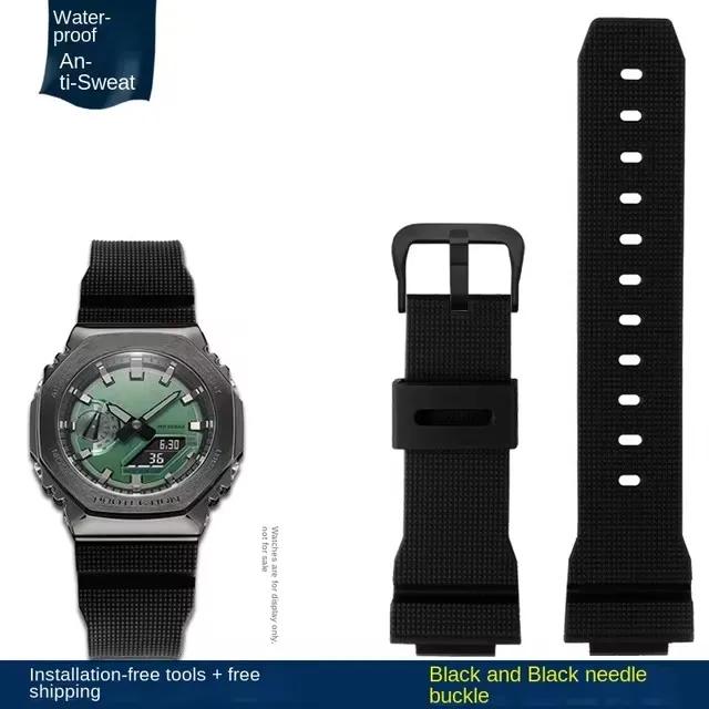 For Casio G-Shock GM-2100 GM-S2100 GA-2100 men Sports waterproofing watch strap Red Gray Rubber resin watchband 16mm