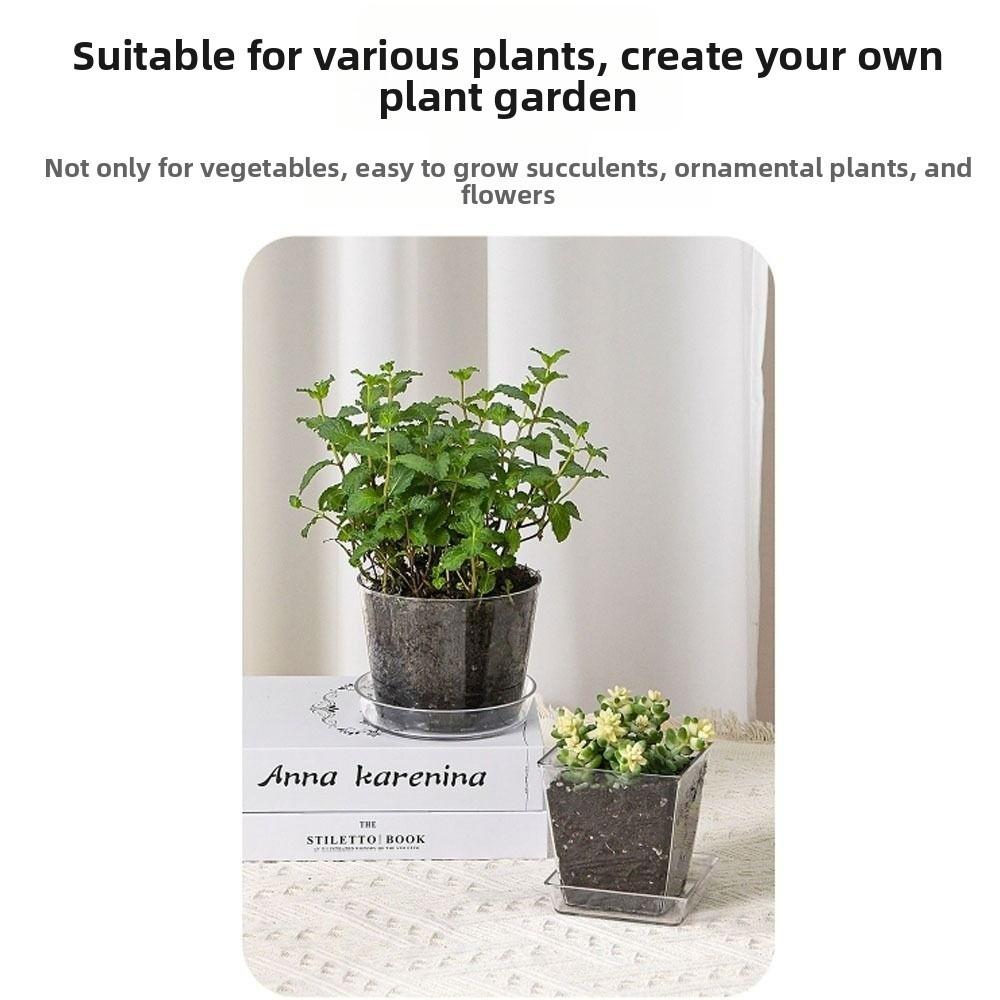 Fashion Round/Square Clear Nursery Pots Transparent with Drainage Holes Planting Pot Flowerpot