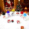 Mini Cute Glass Snowman Christmas Figurine Home Desktop Indoor Decor Ornament Collection Idea Holiday Party Xmas New Year Gift