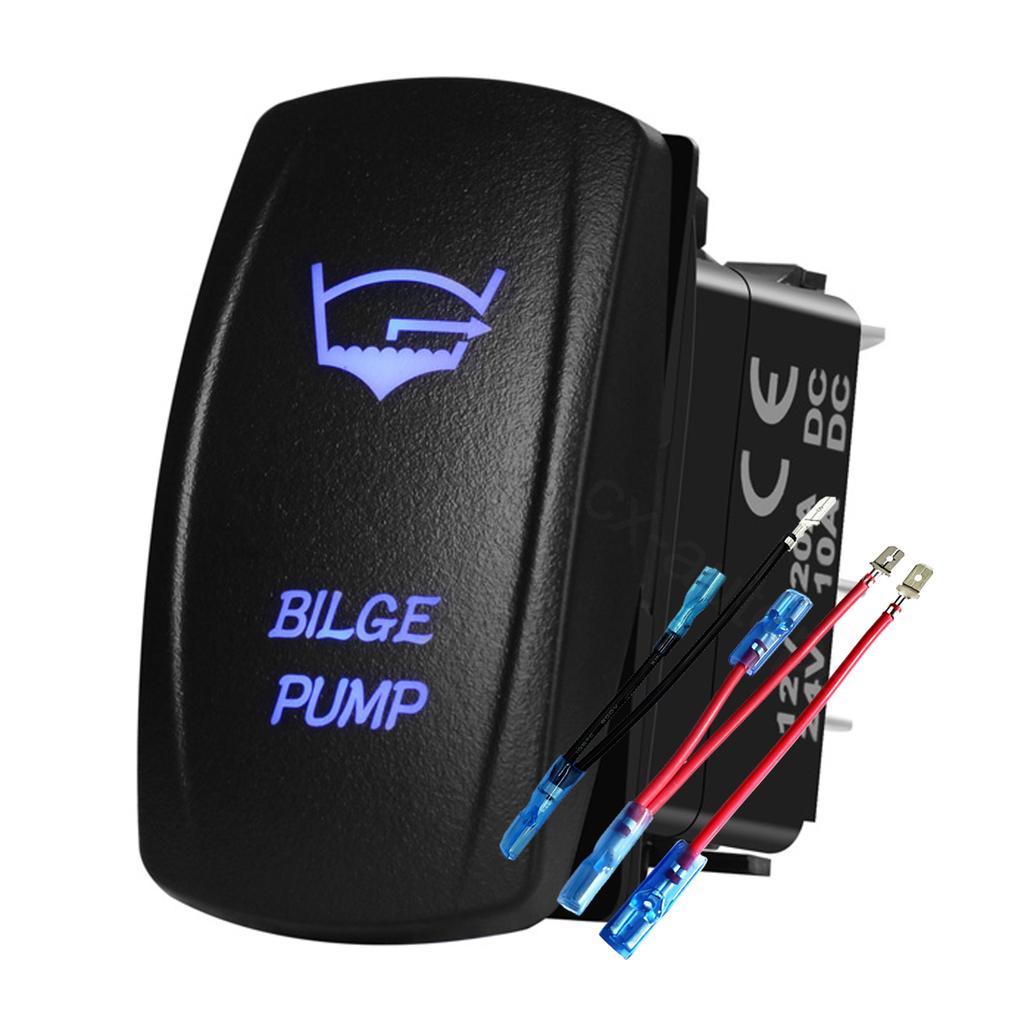 12V 24V Boat Trim Tabs Switch (ON)-OFF-(ON) Momentary Rocker Switch Waterproof Blue Light ON-OFF Toggle Switch With Harness Switches4