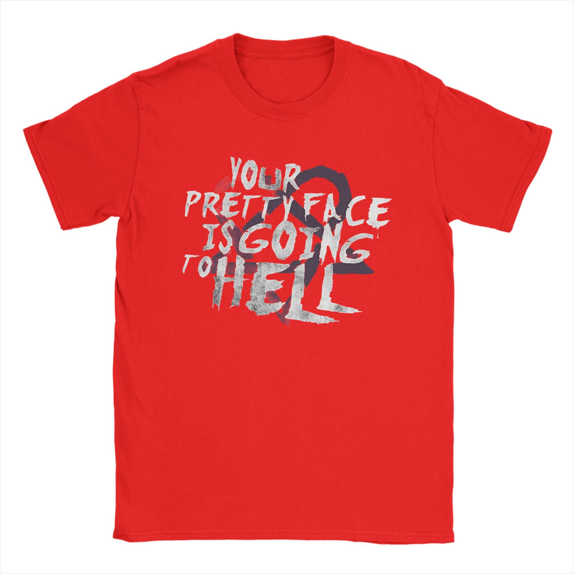 

Мужские футболки с надписью Your Pretty Face Is Going To Hell (Твоё красивое лицо идёт в ад), летние, с коротким рукавом, круглым вырезом и принтом, большой размер. S