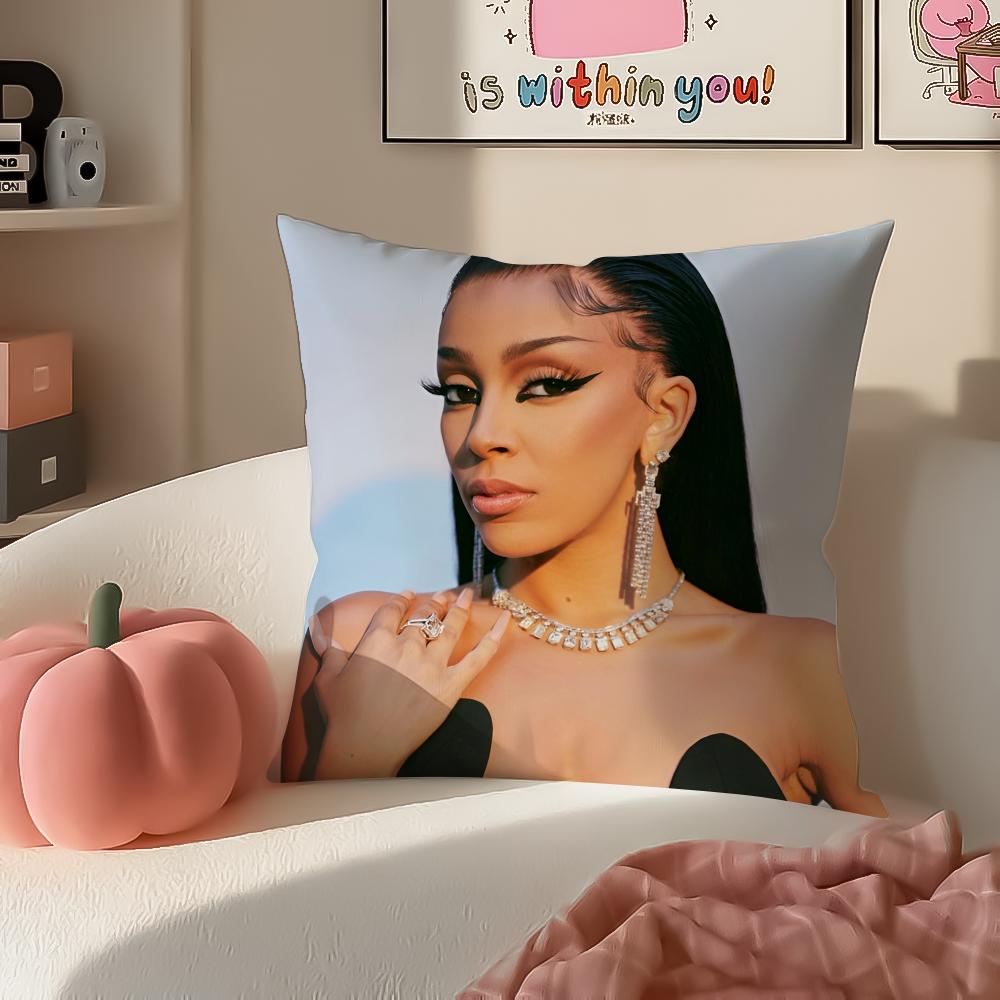 American Pop Rapper Singer Star DDoja Cat Cushion Cover Pillowcase Short Plush Invisible zipper Room Sofa Cushion Cover
