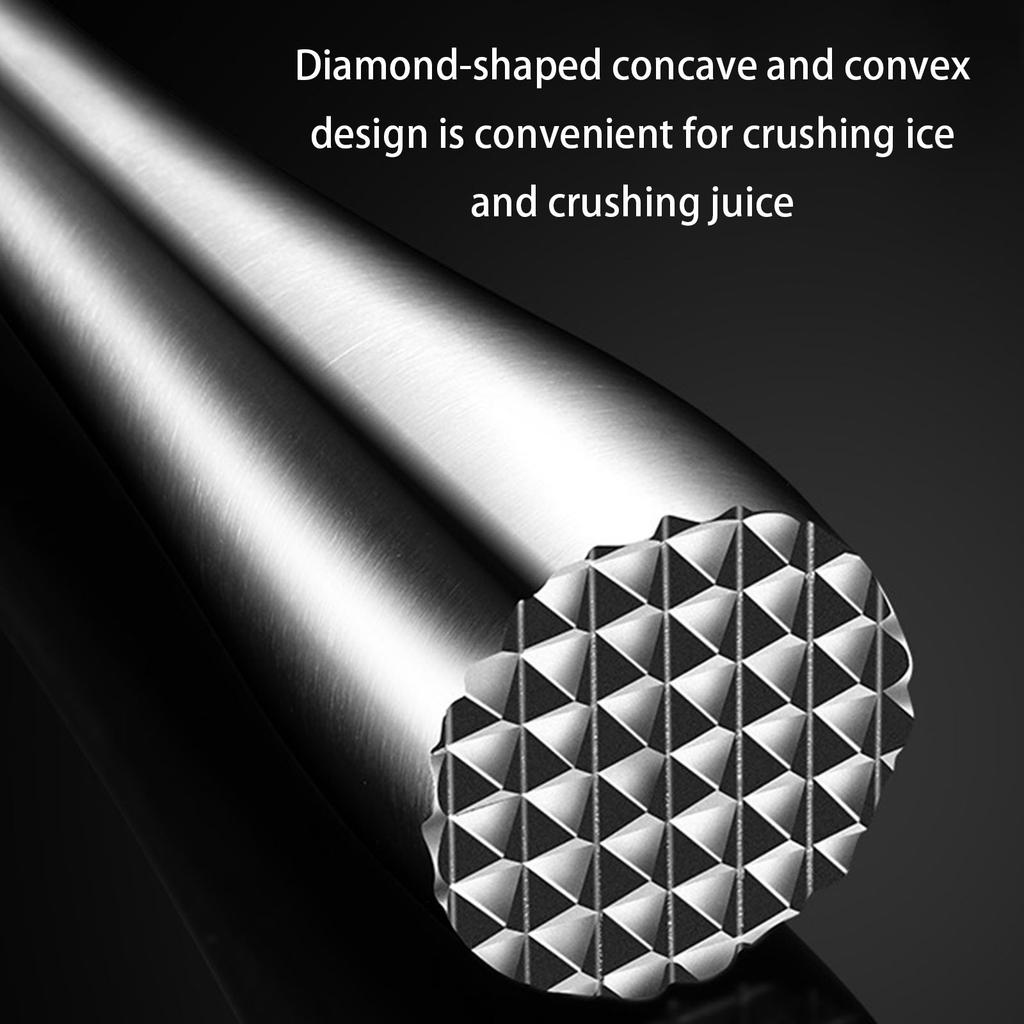Durable Stainless Steel Cocktail Muddler Drink Mixer Bar Tool for Ice and Fruit 20/26cm Long with Comfortable Grip